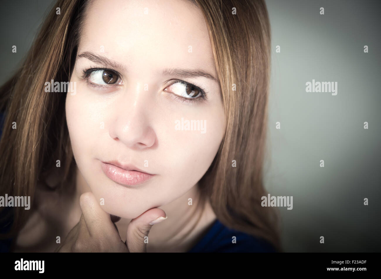 closeup portrait of young beautiful teen girl's face Stock Photo - Alamy