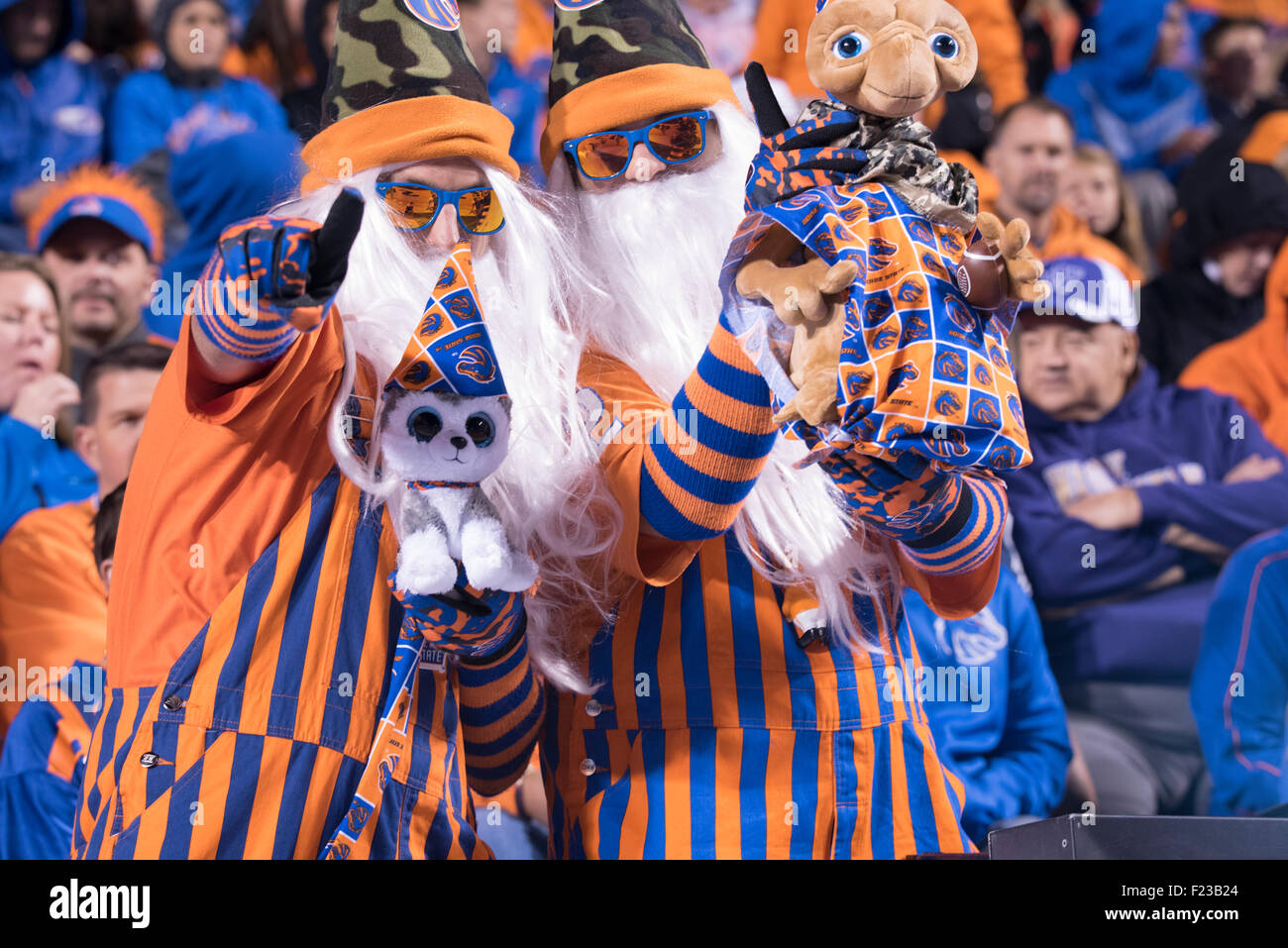 Football Game, Boise State University football fans cheering on the Bronco's on against Washington. Boise, Idaho, 2015 Stock Photo