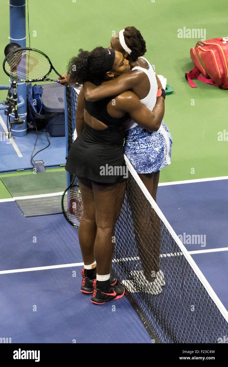 Serena Williams (USA) defeats her sister Venus in the quarterfinals at