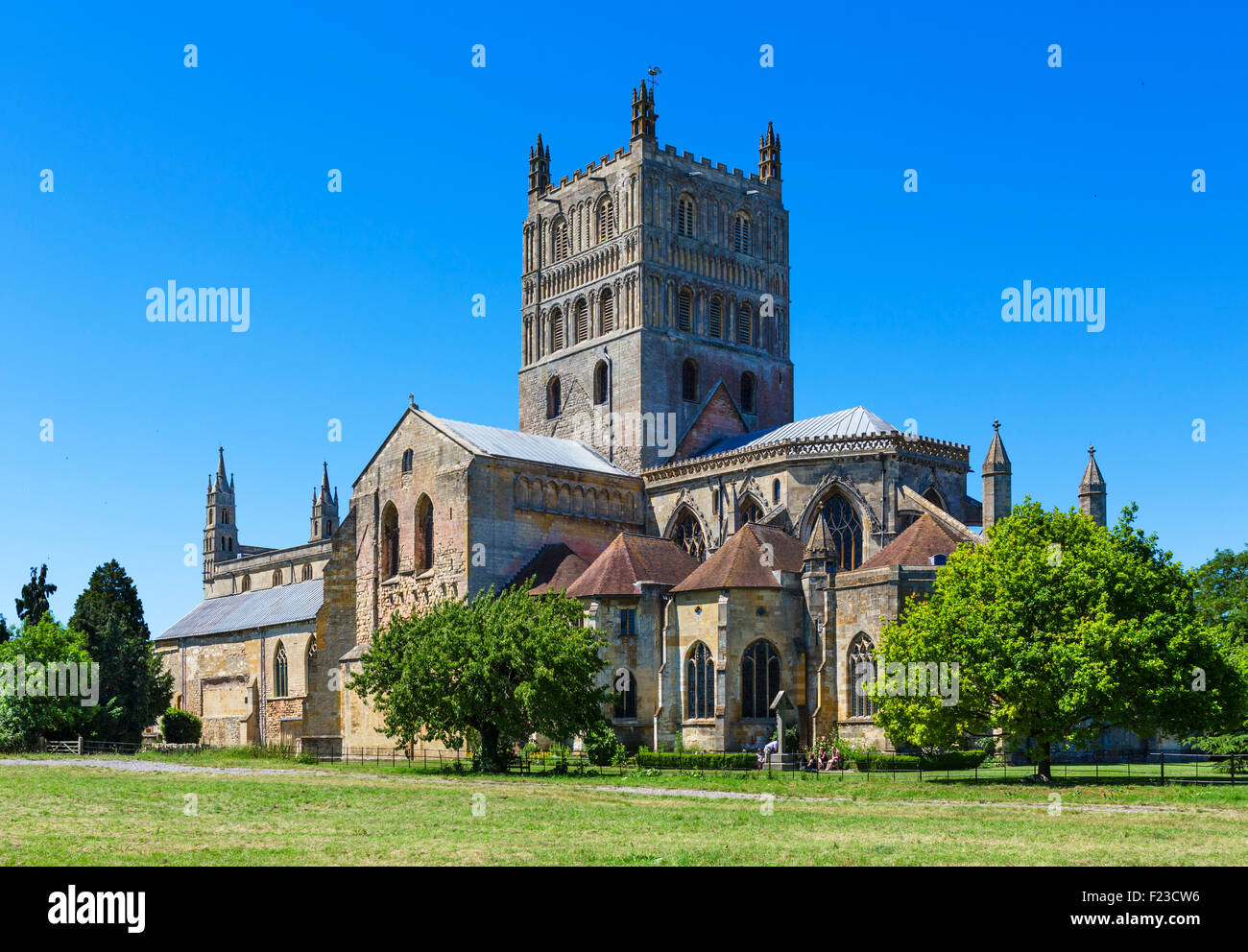 Tewkesbury Abbey or the Abbey Church of St Mary the Virgin, Tewkesbury, Gloucestershire, England, UK Stock Photo