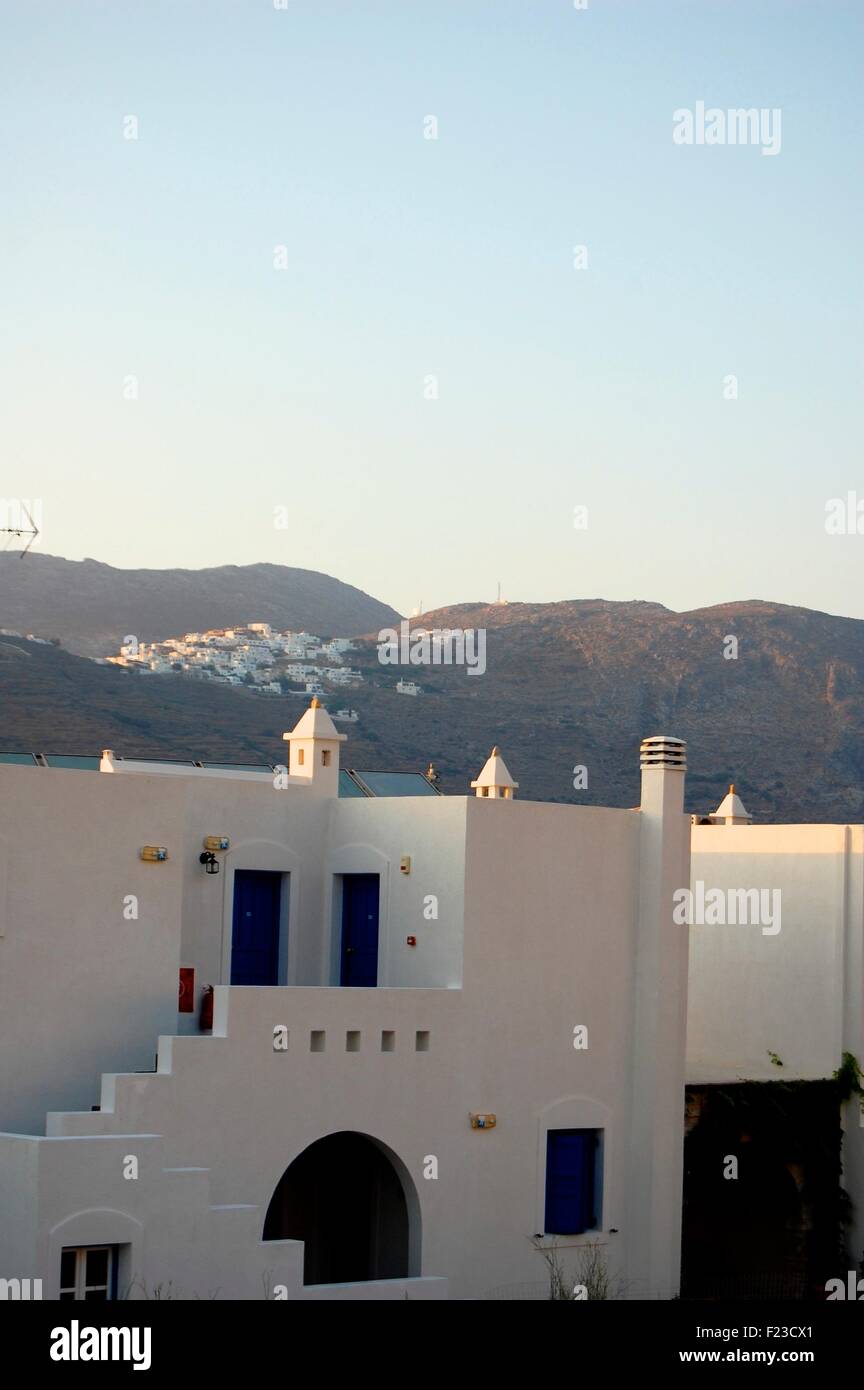 white buildings and houses in Aegali, Greece Stock Photo Alamy