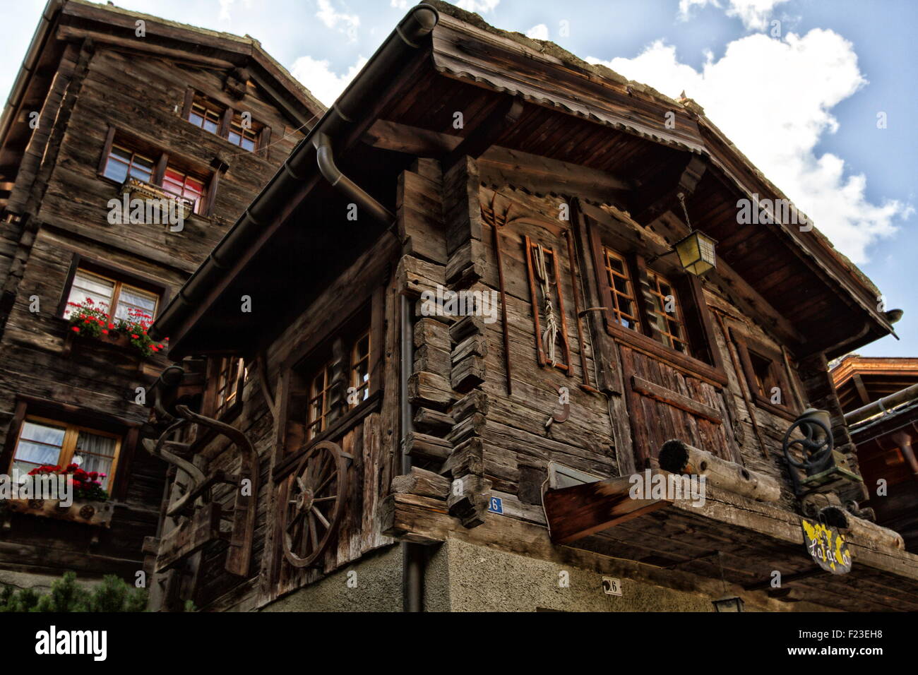 Two magnificent wooden Swiss chalets Stock Photo - Alamy - Swiss-Style Chalets
