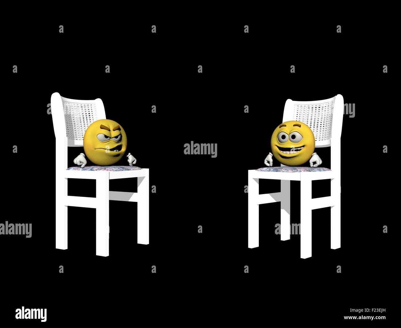 Emoticons sat on a chair Stock Photo Alamy