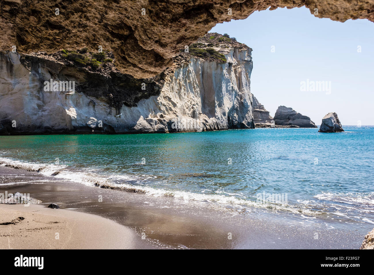 Gerontas exotic beach at Milos island, Cyclades, Greece Stock Photo