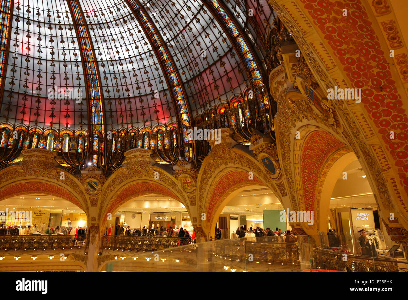 The Modern Ceiling Of Galeries Lafayette Paris France Stock
