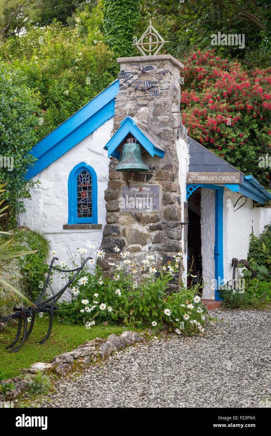 Tiny Saint Gobban's Church in Portbraddan, County Antrim, Northern Ireland, UK Stock Photo