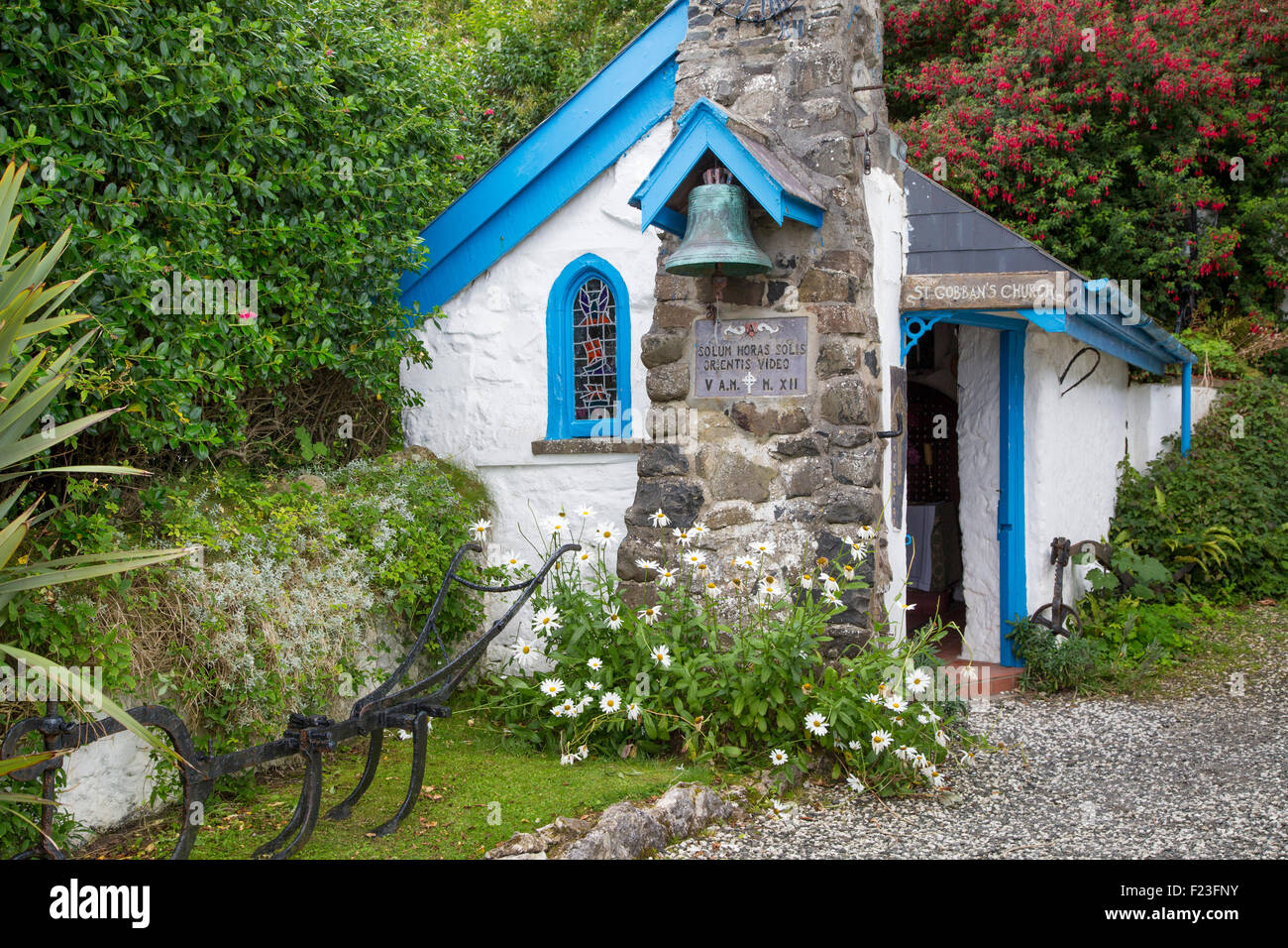 Tiny Saint Gobban's Church in Portbraddan, County Antrim, Northern Ireland, UK Stock Photo