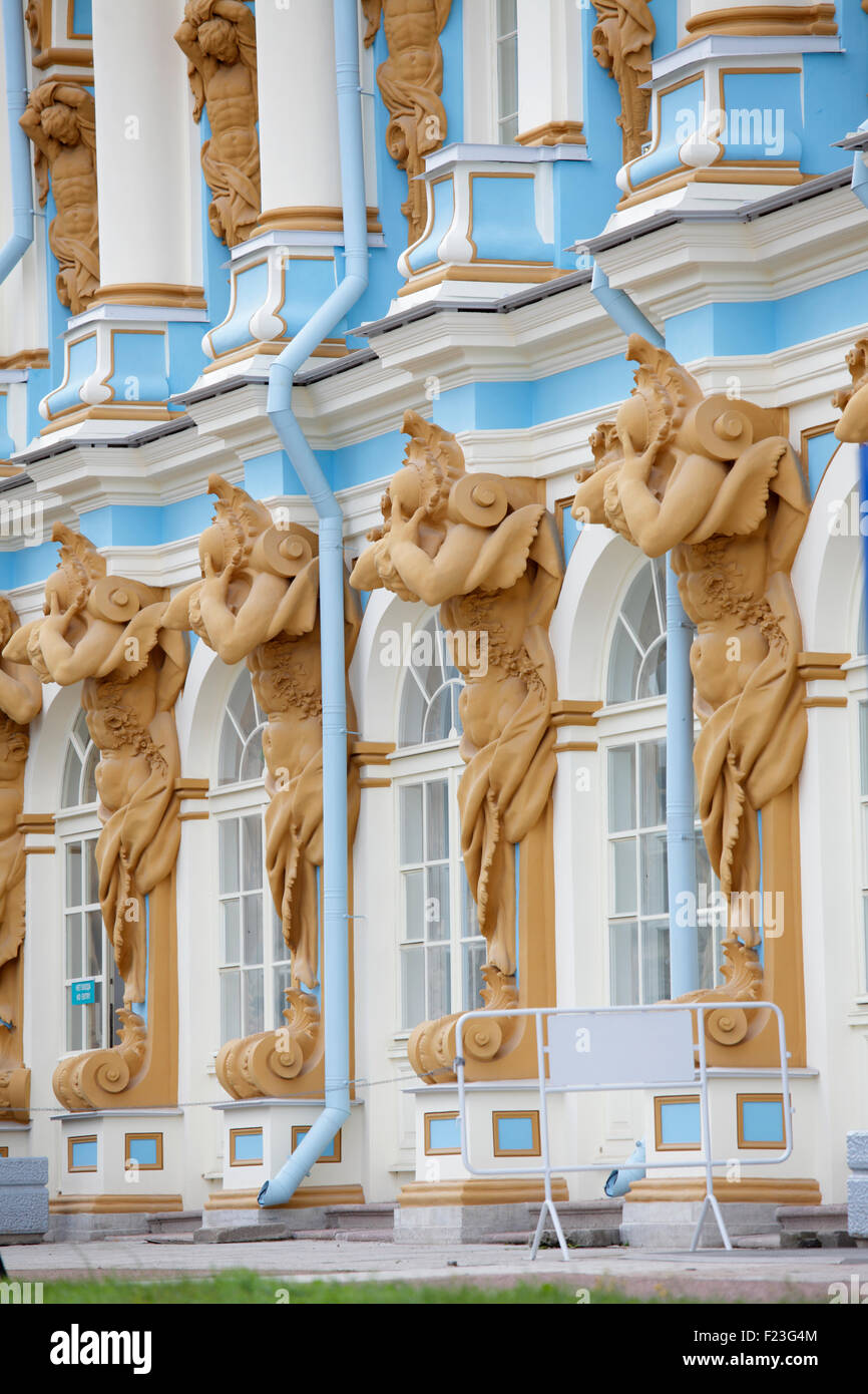 Detail of Catherine Palace, located in Tsarskoye Selo (Pushkin),Saint Petersburg, Russia Stock Photo