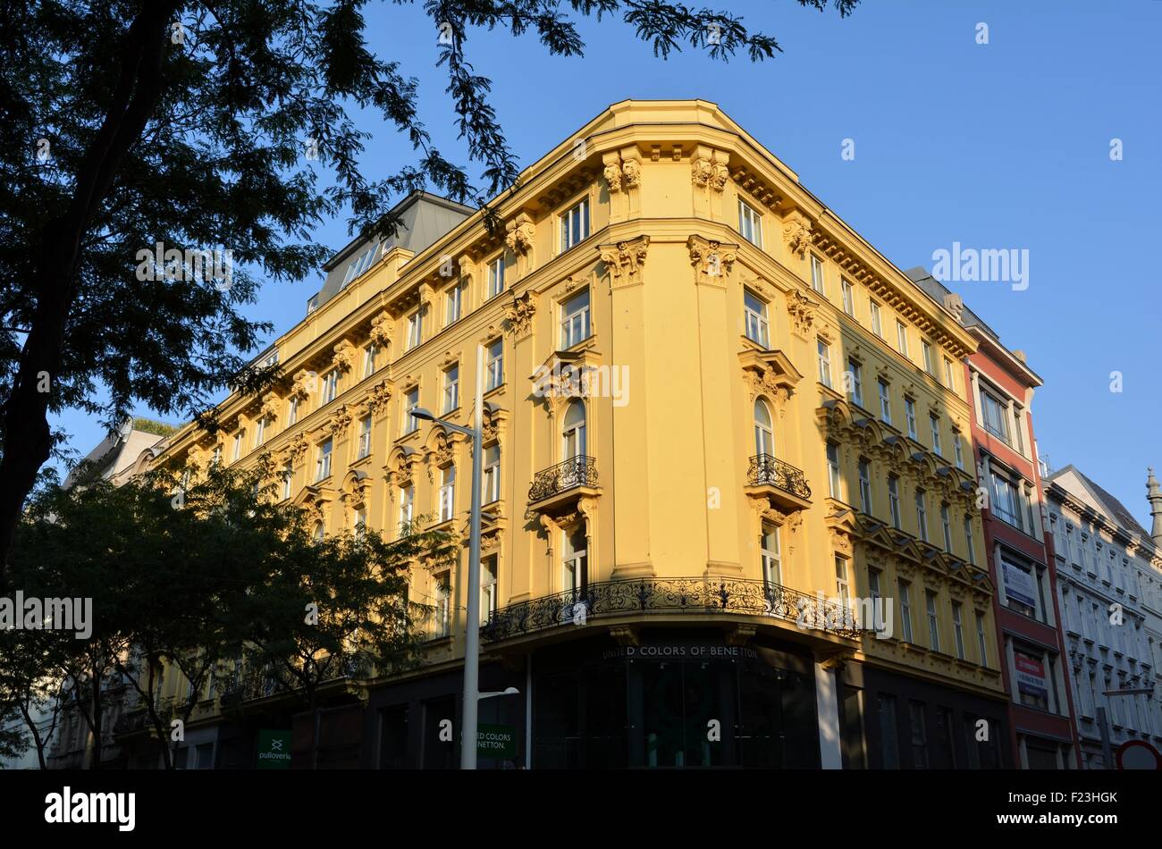 Buildings on Mariahilfer street in Vienna,Austria Stock Photo