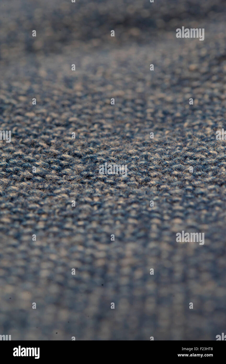 Detail of woven Hmong fabric. Handspun, indigo blue. Stock Photo