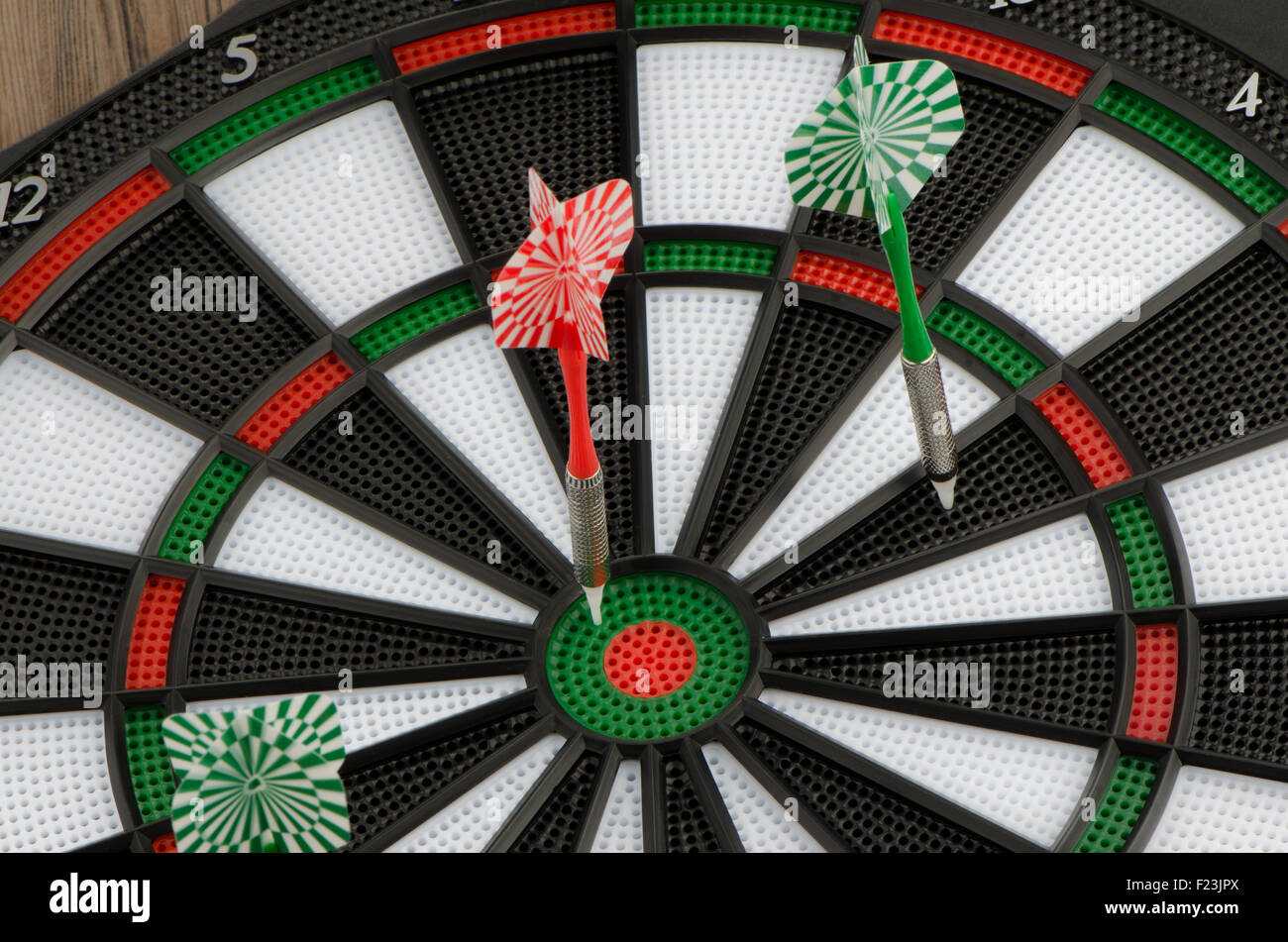 Closeup of dart board with darts Stock Photo Alamy