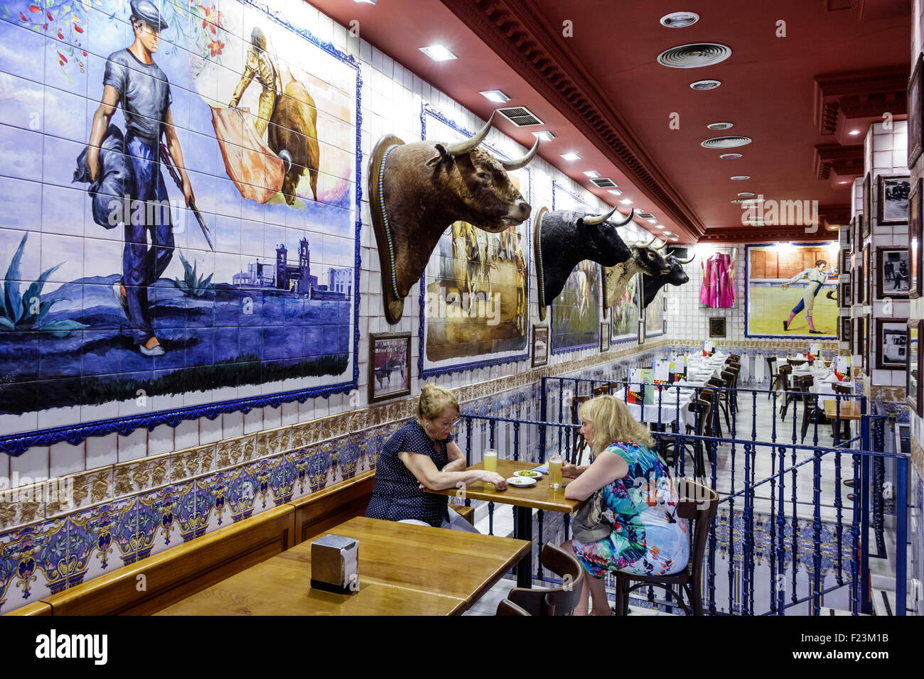 Madrid Spain,Hispanic Centro,Carrera de San Jeronimo,La Taurina,interior inside,restaurant restaurants food dining cafe cafes,bullfighting themes,Hisp Stock Photo