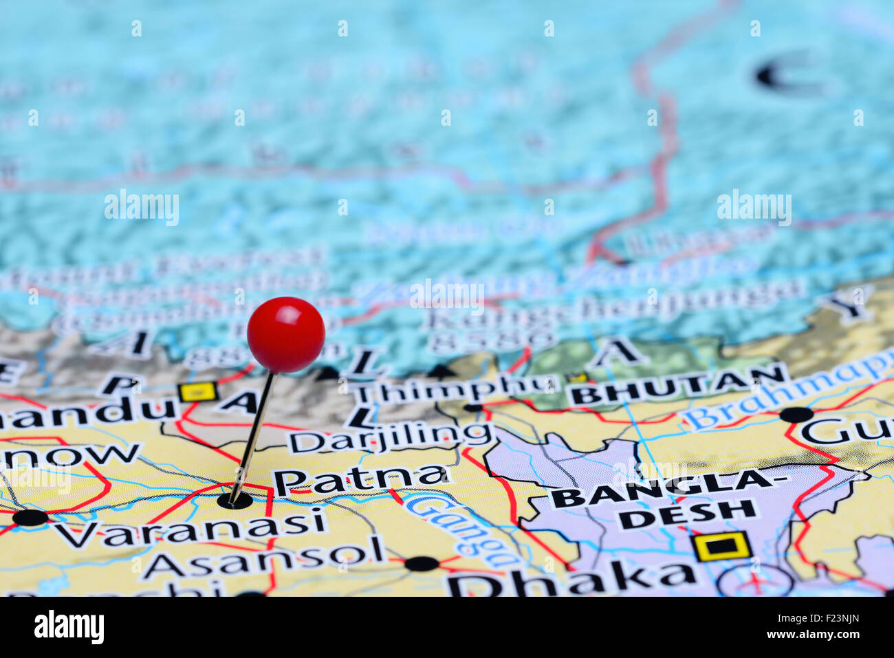 Patna pinned on a map of Asia Stock Photo Alamy