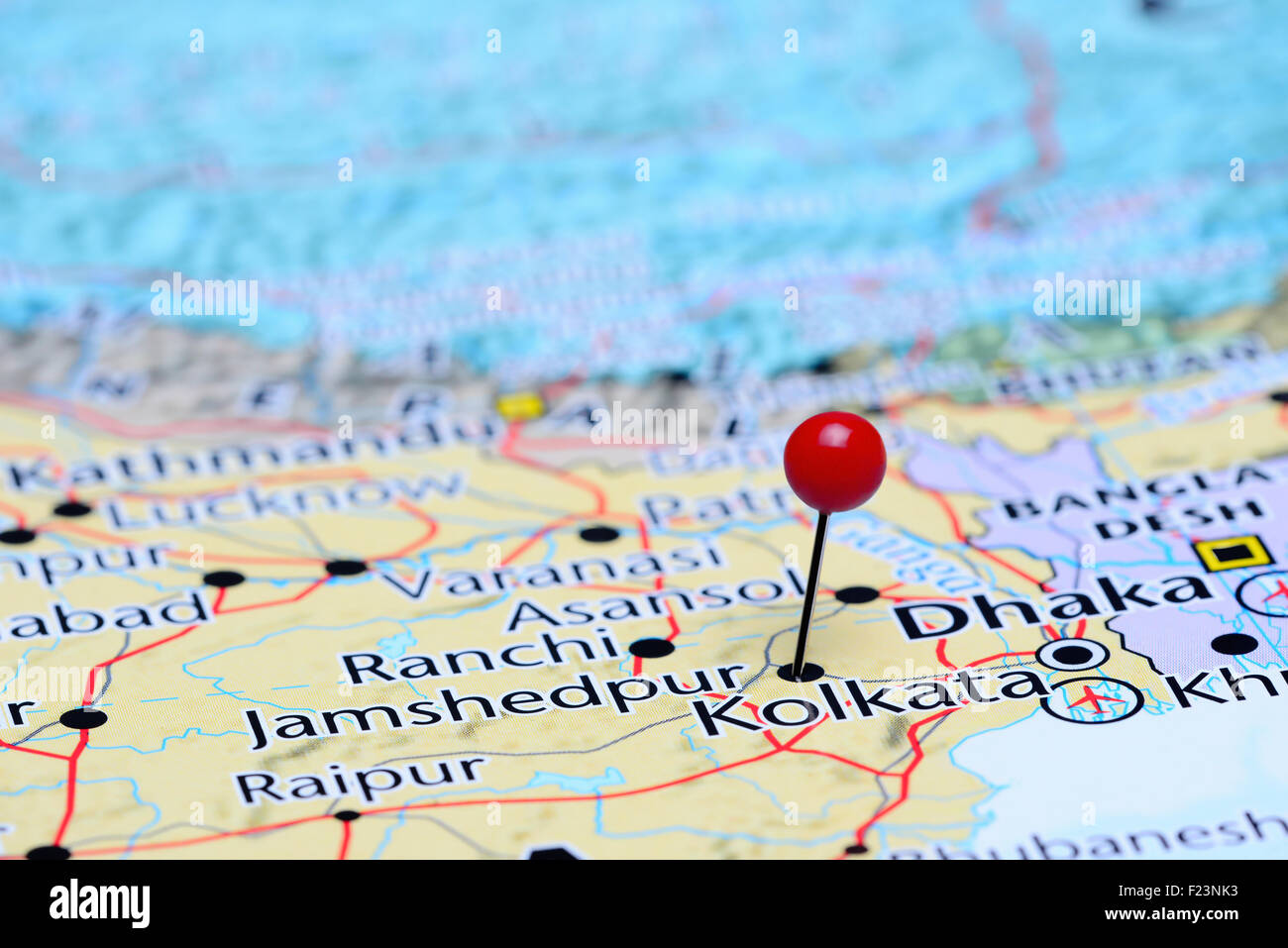 Jamshedpur pinned on a map of Asia Stock Photo