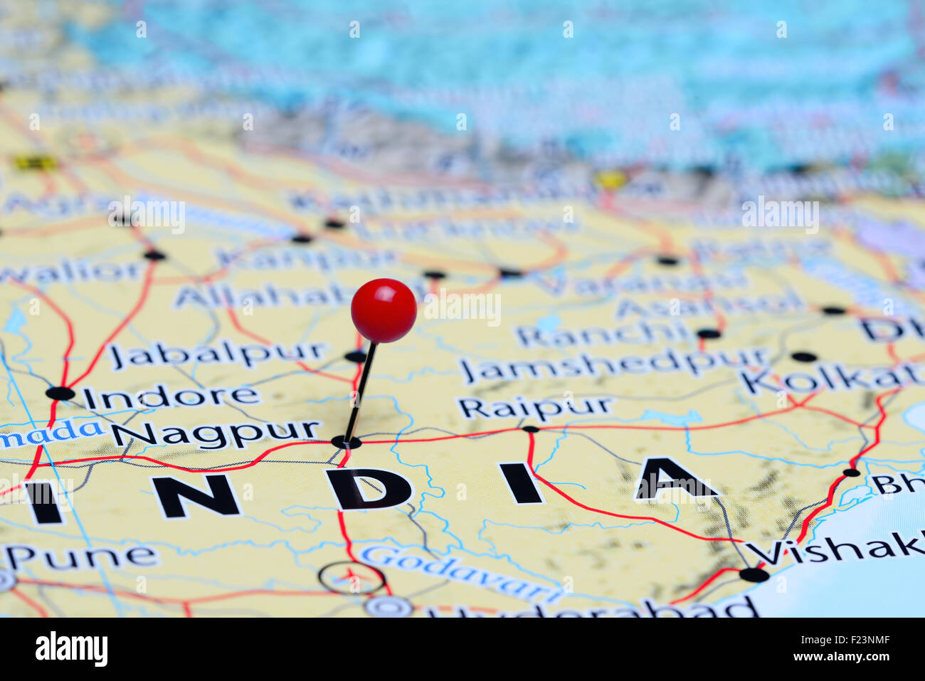 Nagpur To Pune Map Nagpur Pinned On A Map Of Asia Stock Photo - Alamy