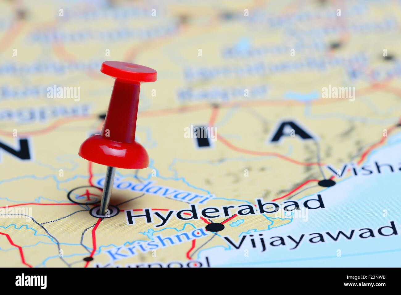 Hyderabad pinned on a map of Asia Stock Photo Alamy
