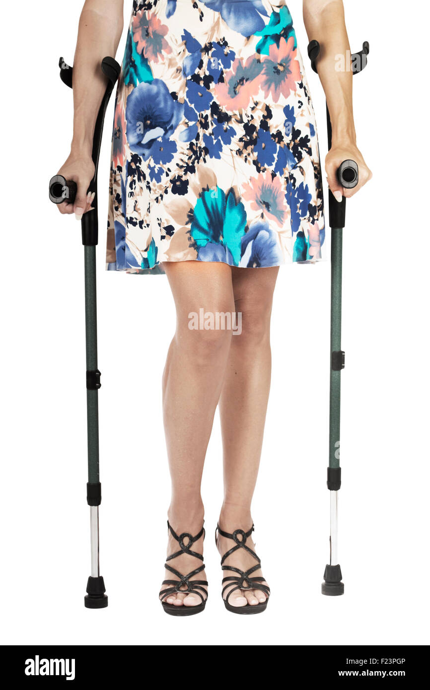 woman on crutches Stock Photo Alamy
