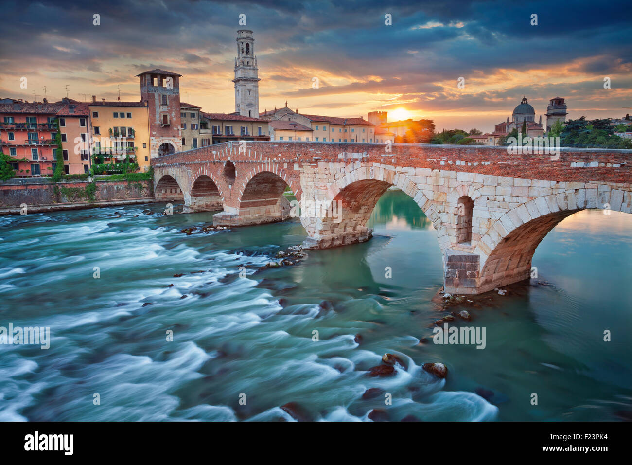 Verona. Image of Verona, Italy during summer sunset. Stock Photo