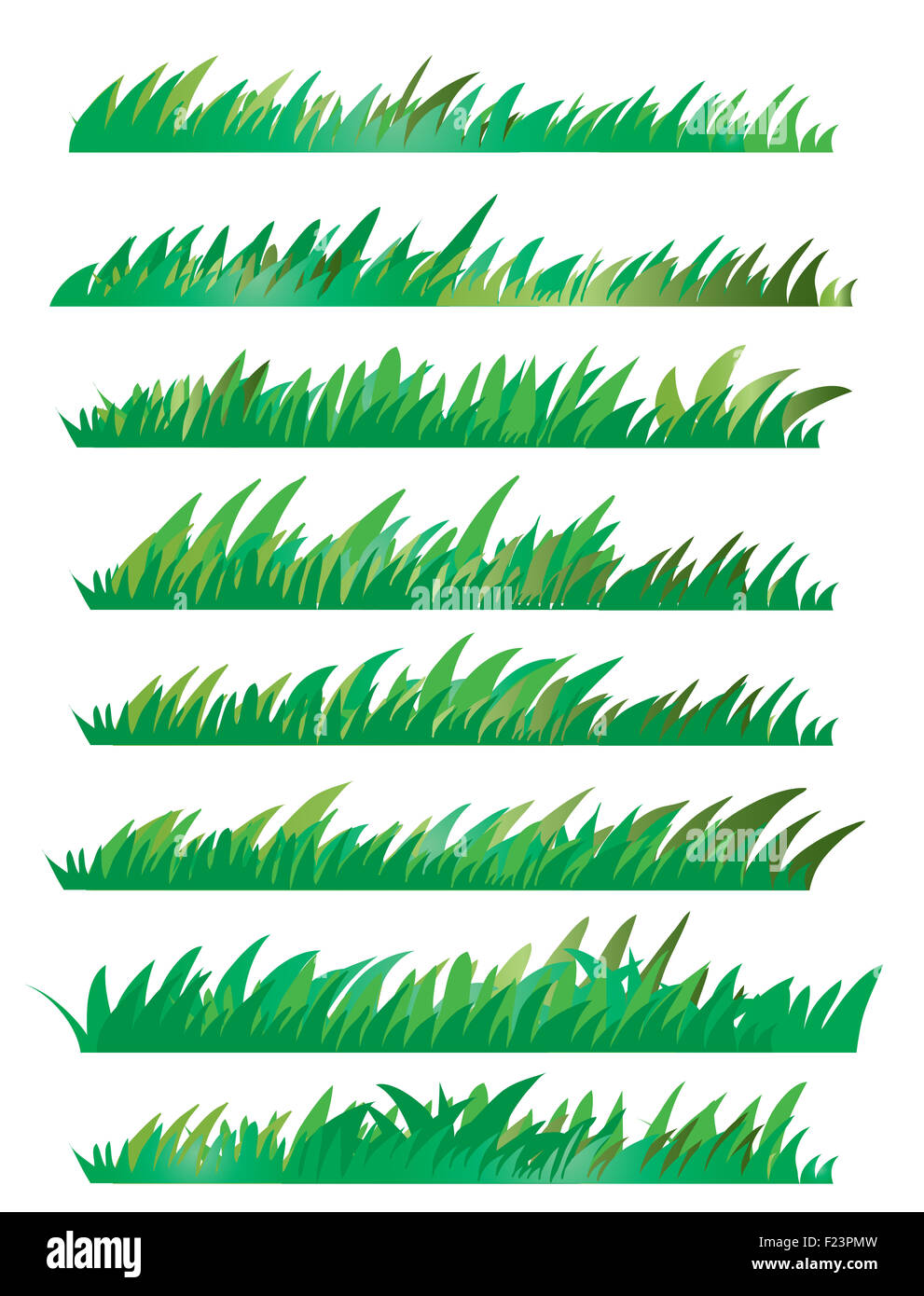 Green Grass Set, Isolated On White Background, Vector Illustration ...