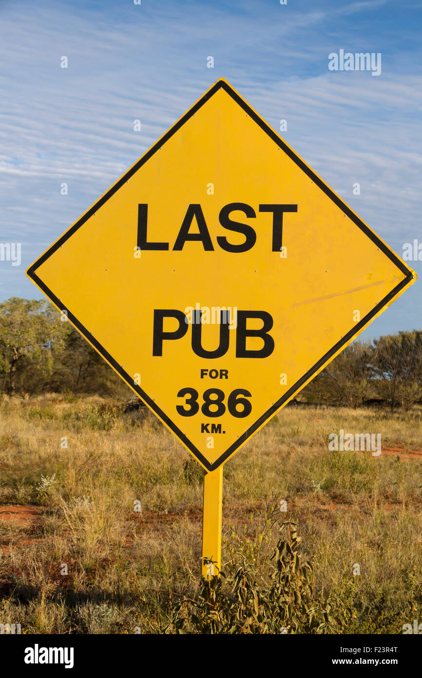 Road sign on the edge of a small country town. Stock Photo