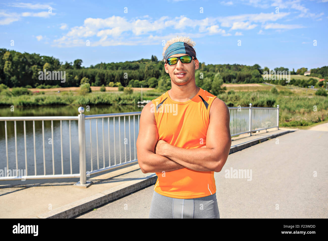 Portrait of a young, sporty man, wearing sportswear Stock Photo