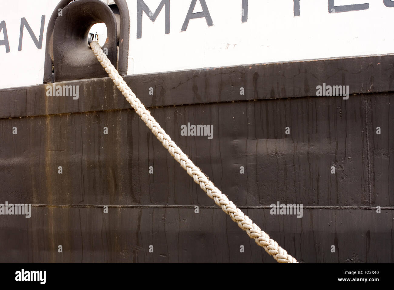 Photo of Vessel part with rope Stock Photo