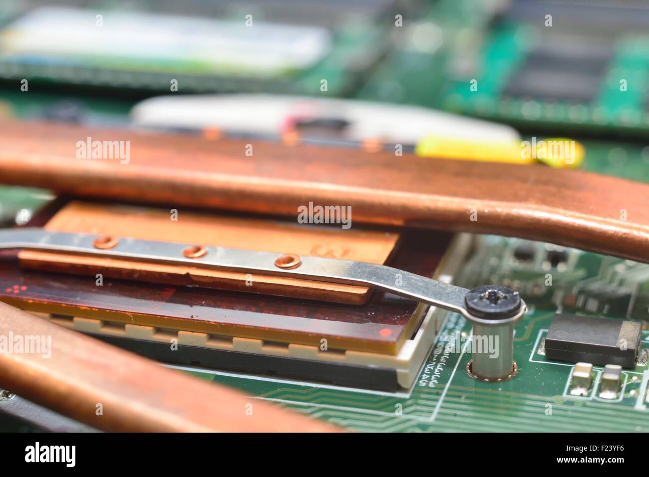 Hardware. Photo of laptop motherboard, close-up Stock Photo - Alamy