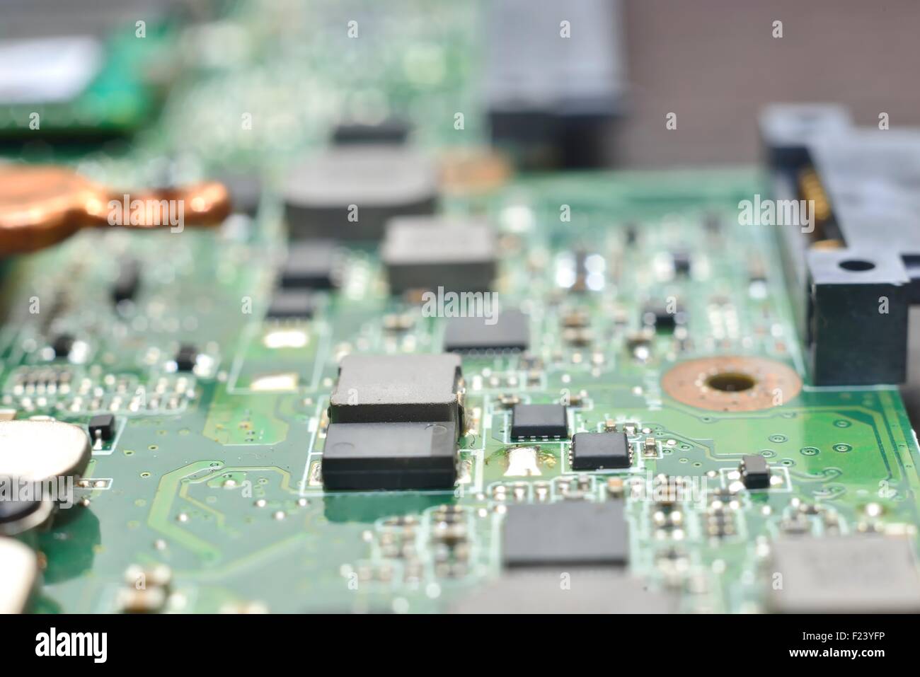 macro zoomed information technology background blur Stock Photo