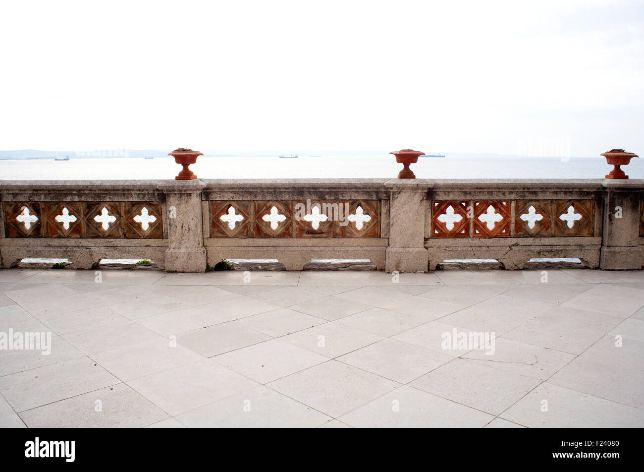 Battlement, Miramare castle - Trieste, Italy Stock Photo