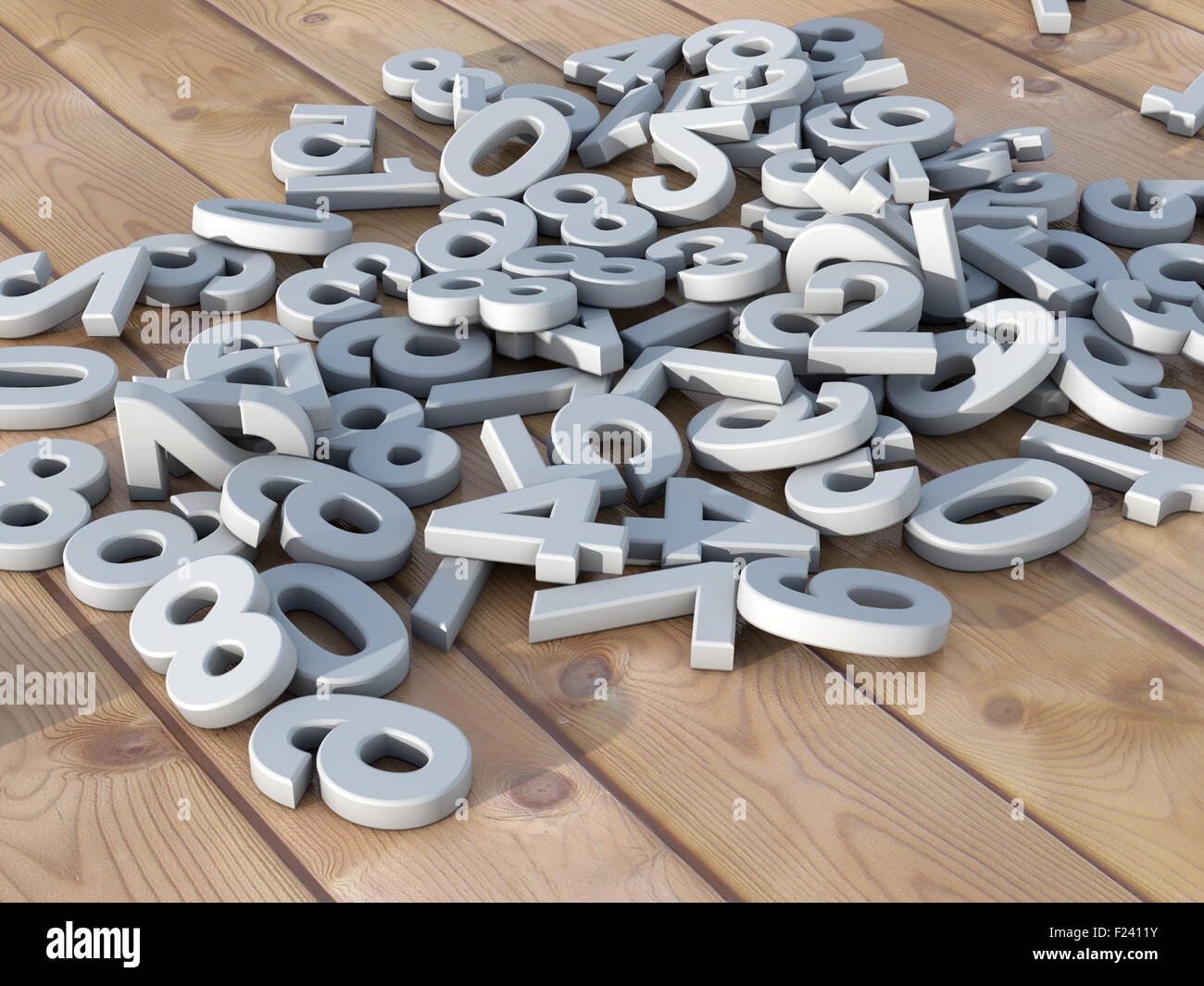3d numbers falling and floor Stock Photo
