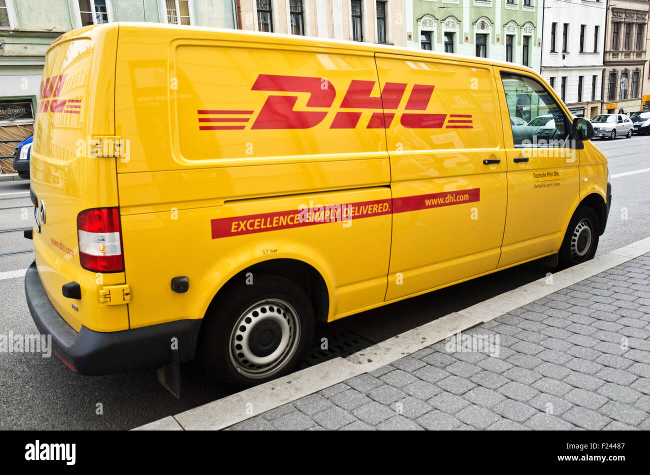 DHL delivery van Stock Photo