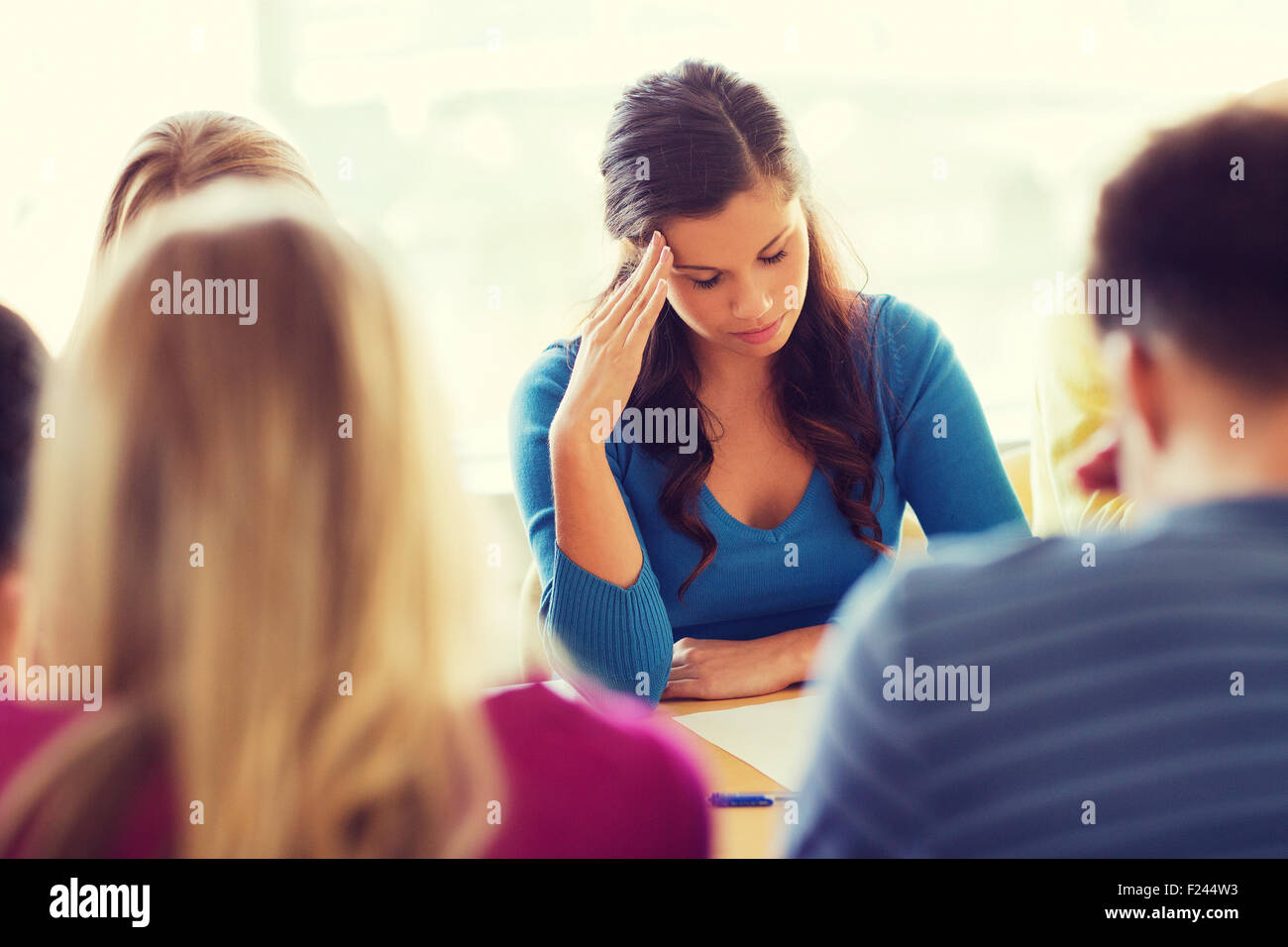 group of students with papers Stock Photo Alamy