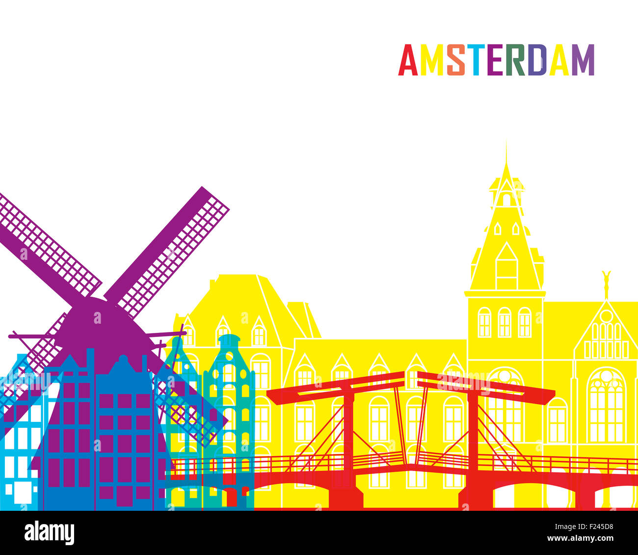 Amsterdam skyline pop in editable vector file Stock Photo - Alamy