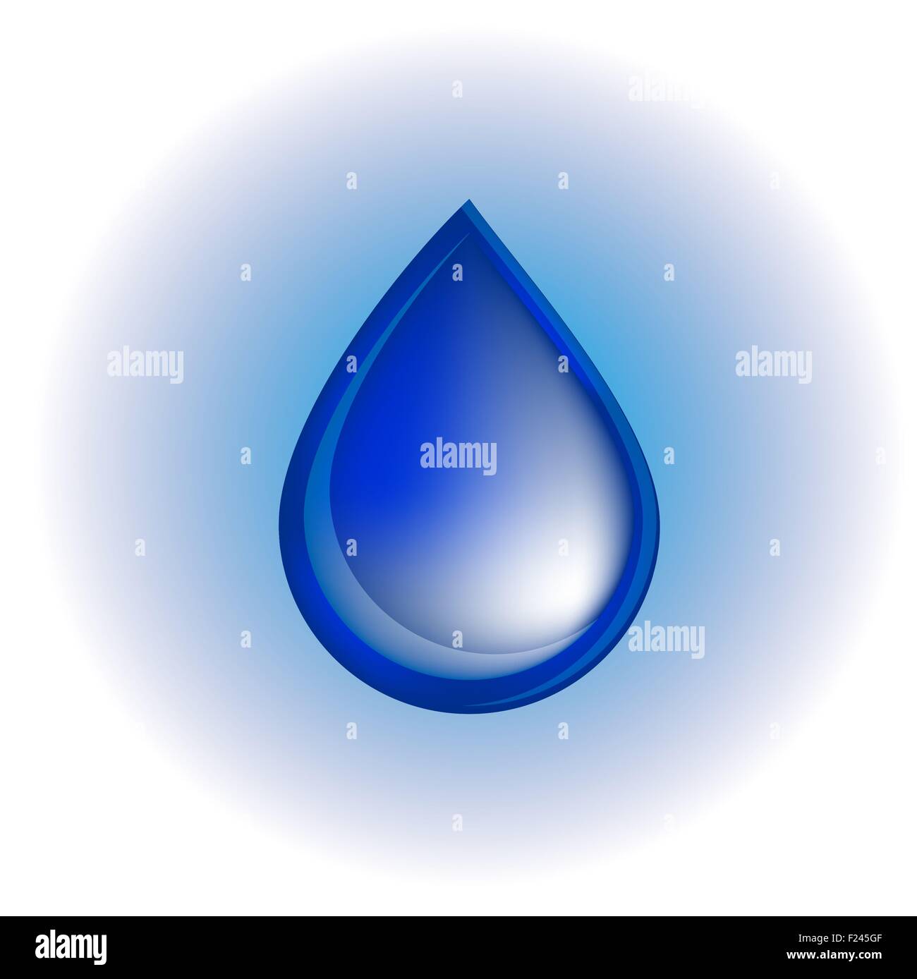 Blue realistic vector water drop on white and blue background Stock ...