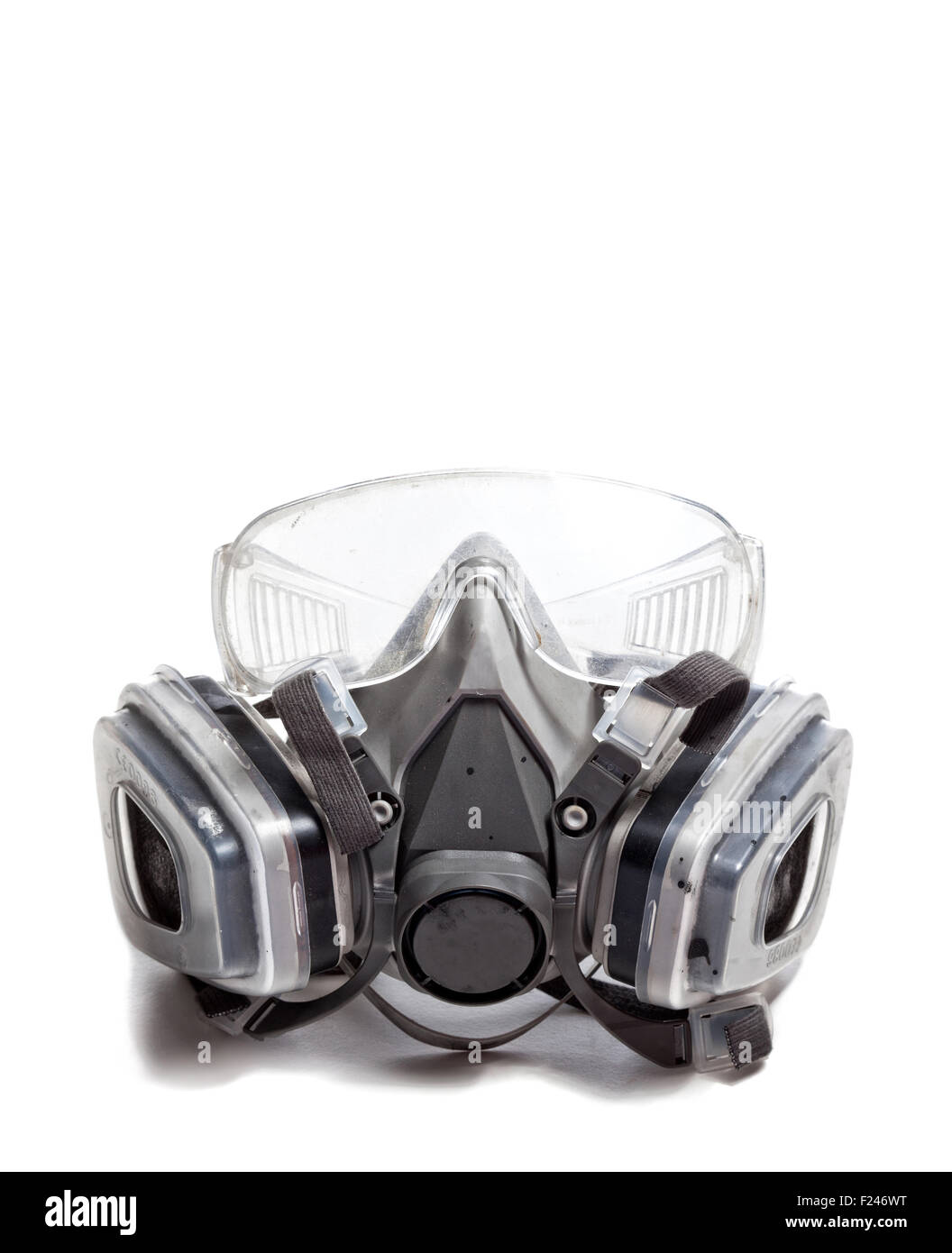 gas mask and googles on white background Stock Photo