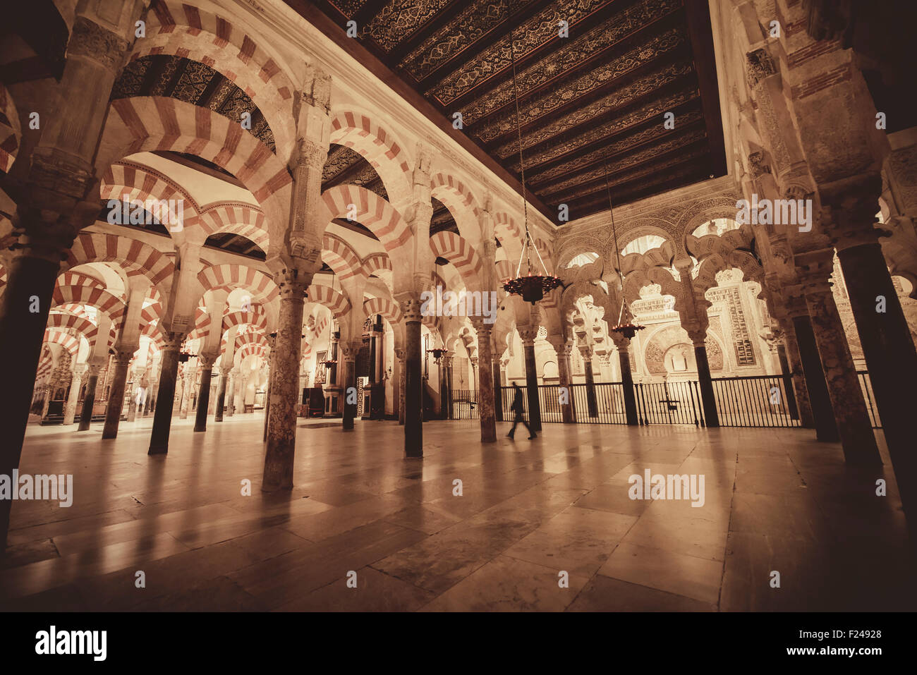 Interiors of the Mezquita in Cordoba Stock Photo