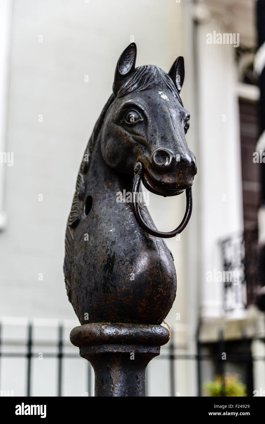 Horse Head Hitching Post outside White House of the Confederacy, East