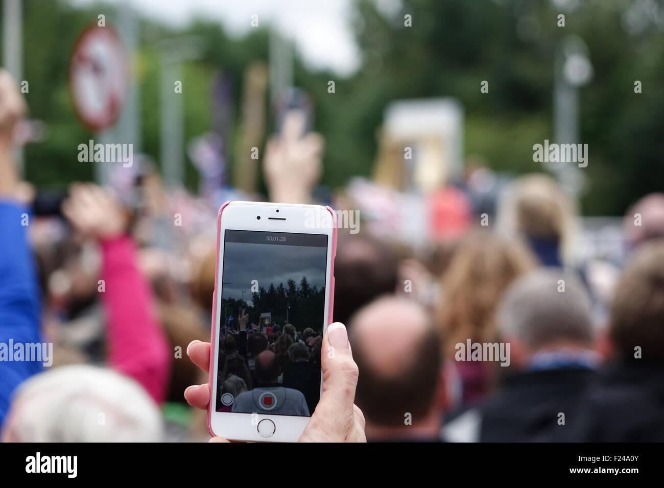 Person taking a photograph with smartphone Stock Photo