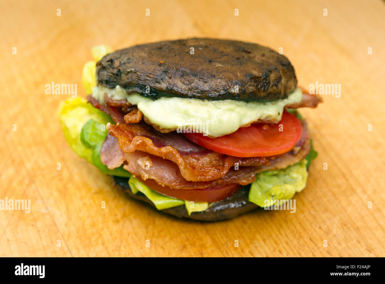 Paleo diet food, paleo bacon with lettuce and tomato sandwich, supposedly based on 'cave man' Palaeolithic food for health. a UK Stock Photo