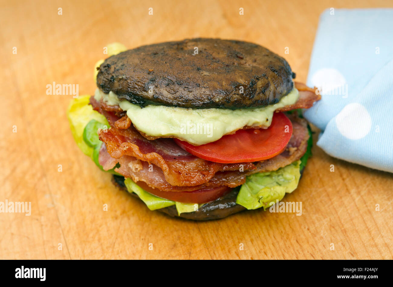 Paleo diet food, paleo bacon with lettuce and tomato sandwich, supposedly based on 'cave man' Palaeolithic food for health. a UK Stock Photo