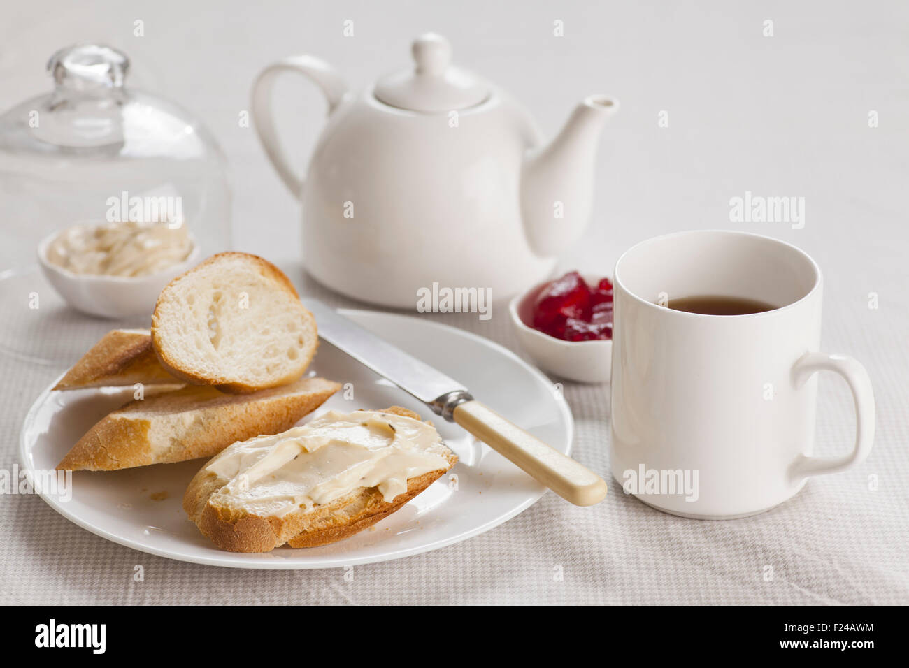 Breakfast of Spread, Jam and bread Stock Photo