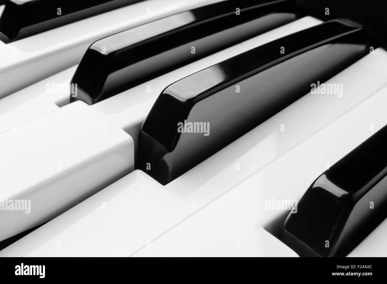 Piano Keys close up black & white Stock Photo