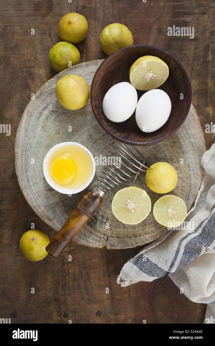 Eggs and lemon for baking Stock Photo