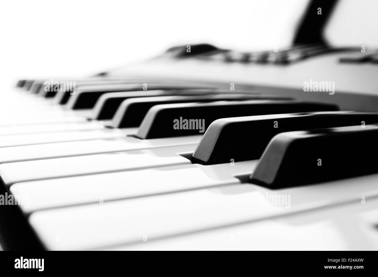 Piano Keys close up black & white Stock Photo - Alamy