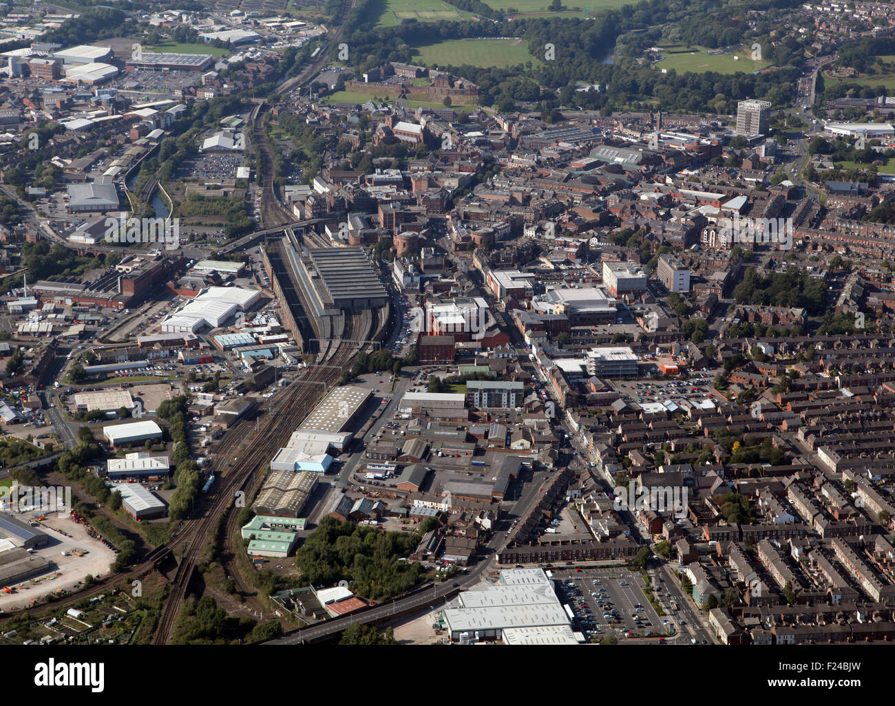 aerial view of Carlisle city centre, Cumbria, UK Stock Photo