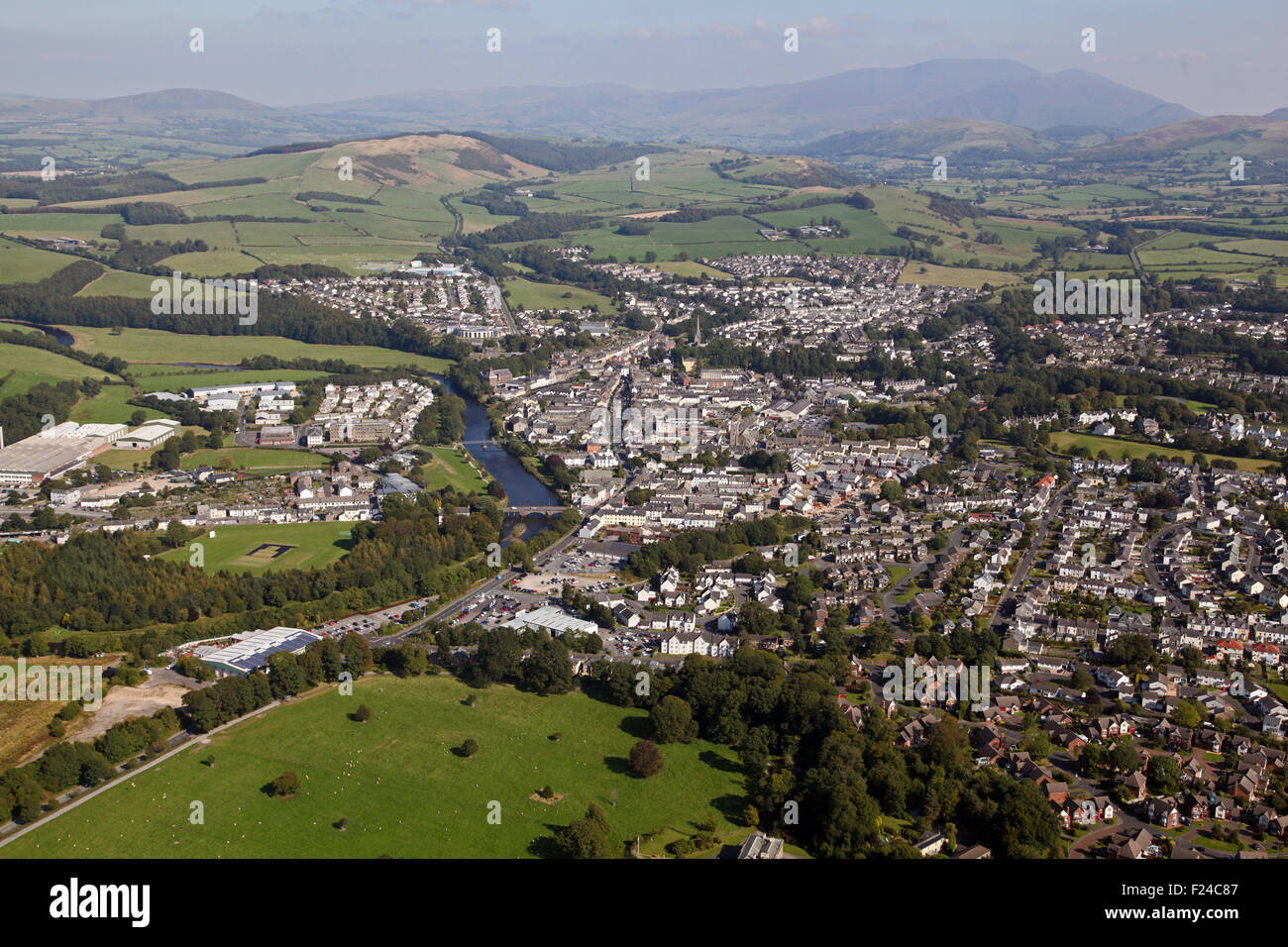 aerial view of the town of Cockermouth in the Lake District, Cumbria ...