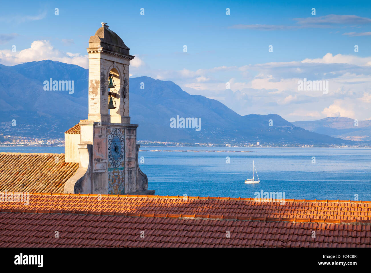 Bell tower. Church of  Santissima Annunziata was founded in 1321, Gaeta, Italy Stock Photo