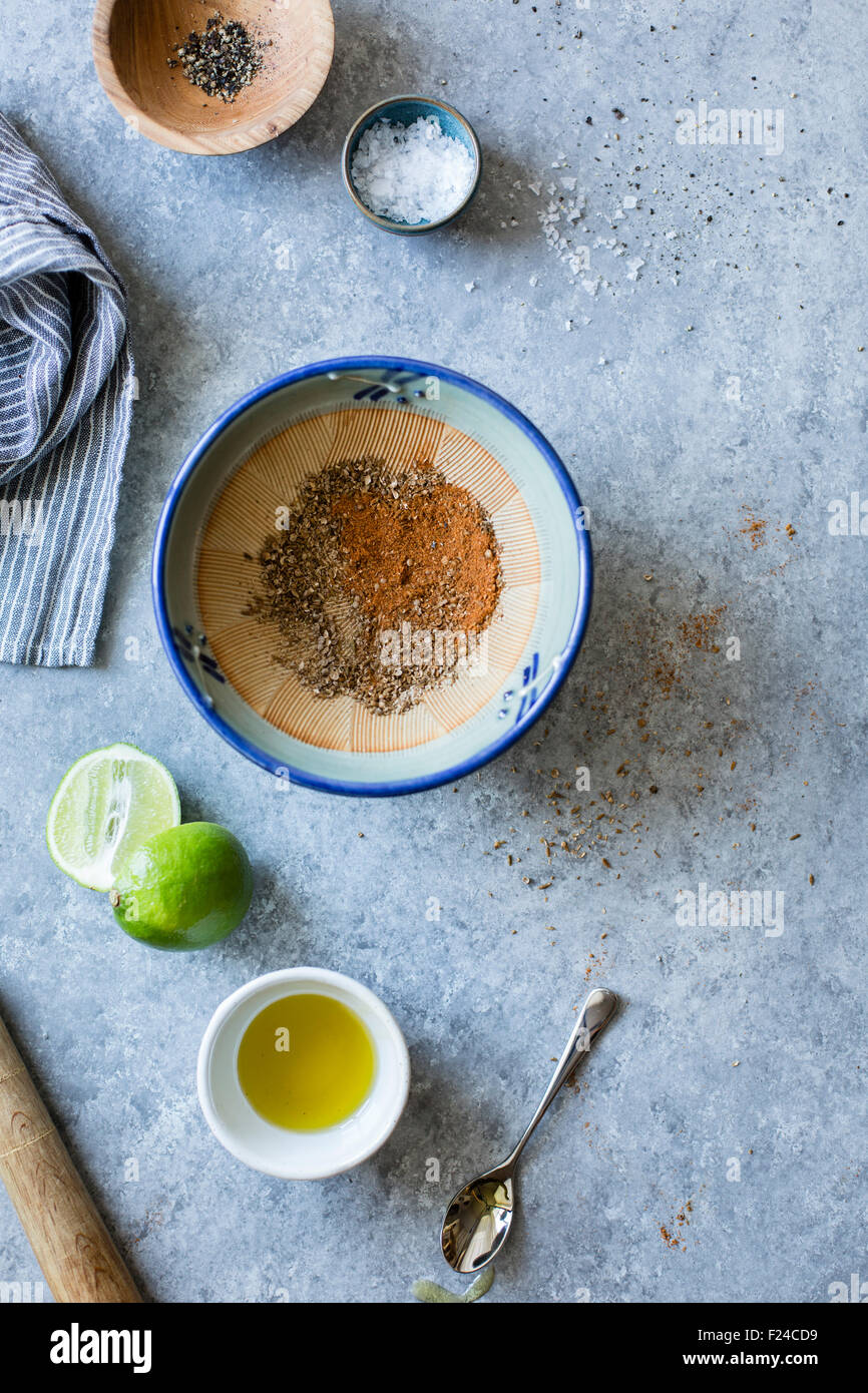 Mixing spices in a bowl Stock Photo Alamy