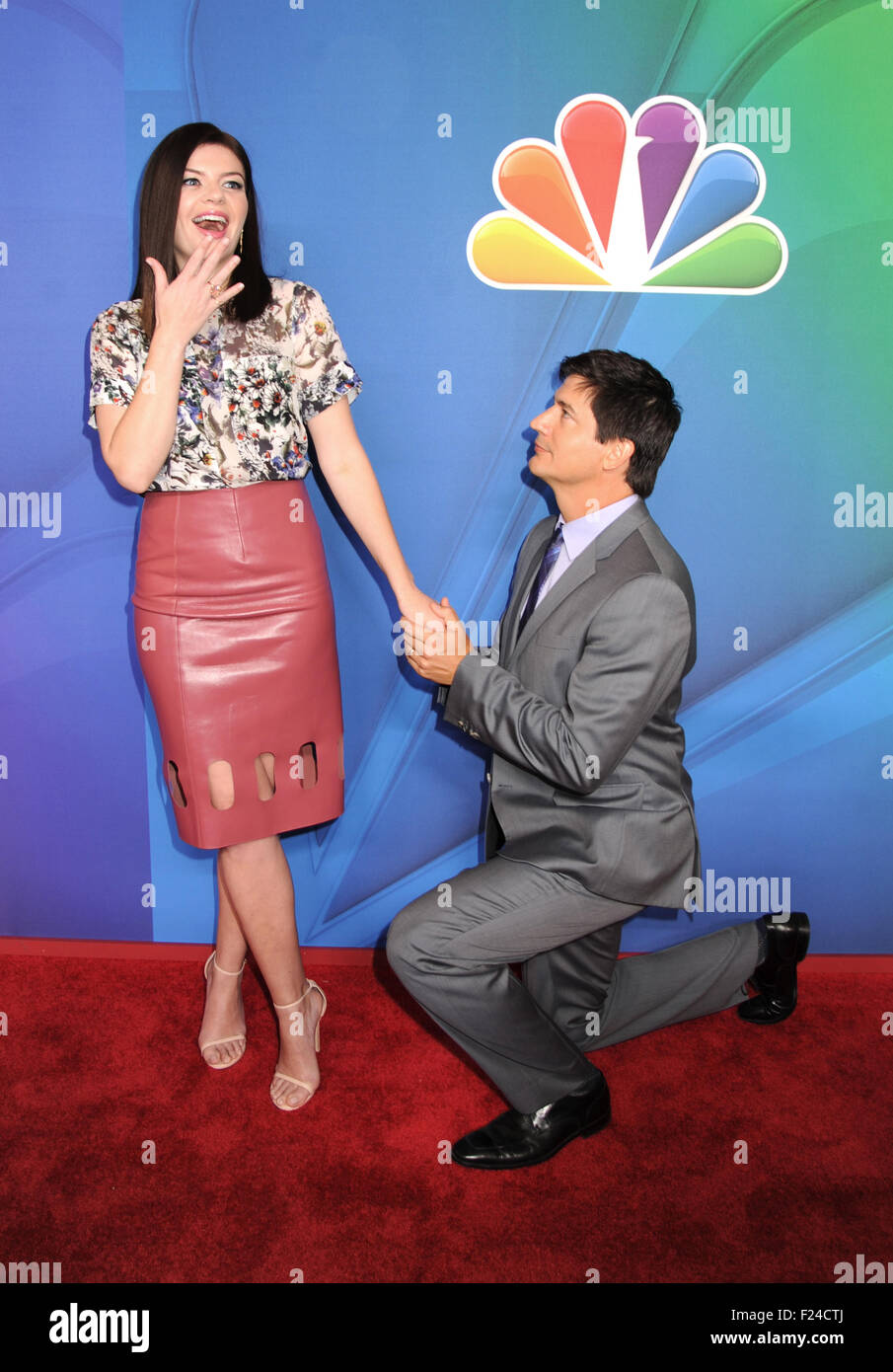 New York City, NY. USA. Casey Wilson & Ken Marino at the 2014 NBC