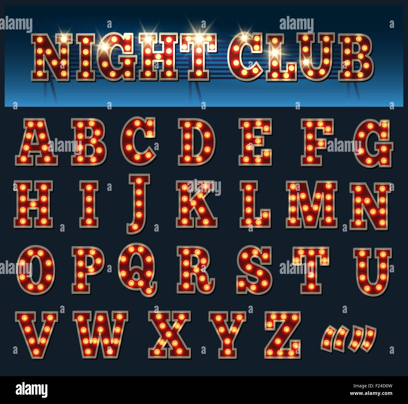 Retro style light bulb alphabet. Capital Letters isolated on dark Stock  Vector Image & Art - Alamy